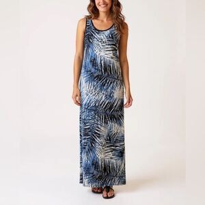 Mario Serrani Italy Blue Tropical Printed Maxi Dress - Size XL
